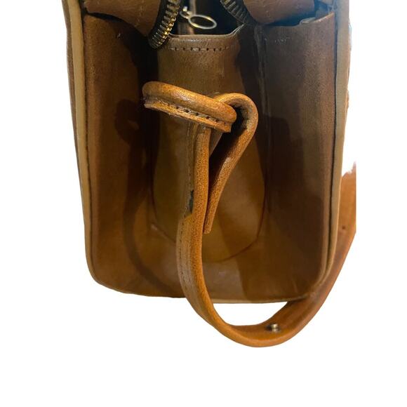 LOPEZ CAMACHO LEATHER HANDBAG, Hand Made In Mexico Indian Flower Excellent Cond - Picture 9 of 13